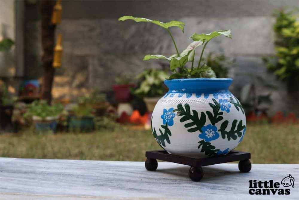 Hand-painted garden pot